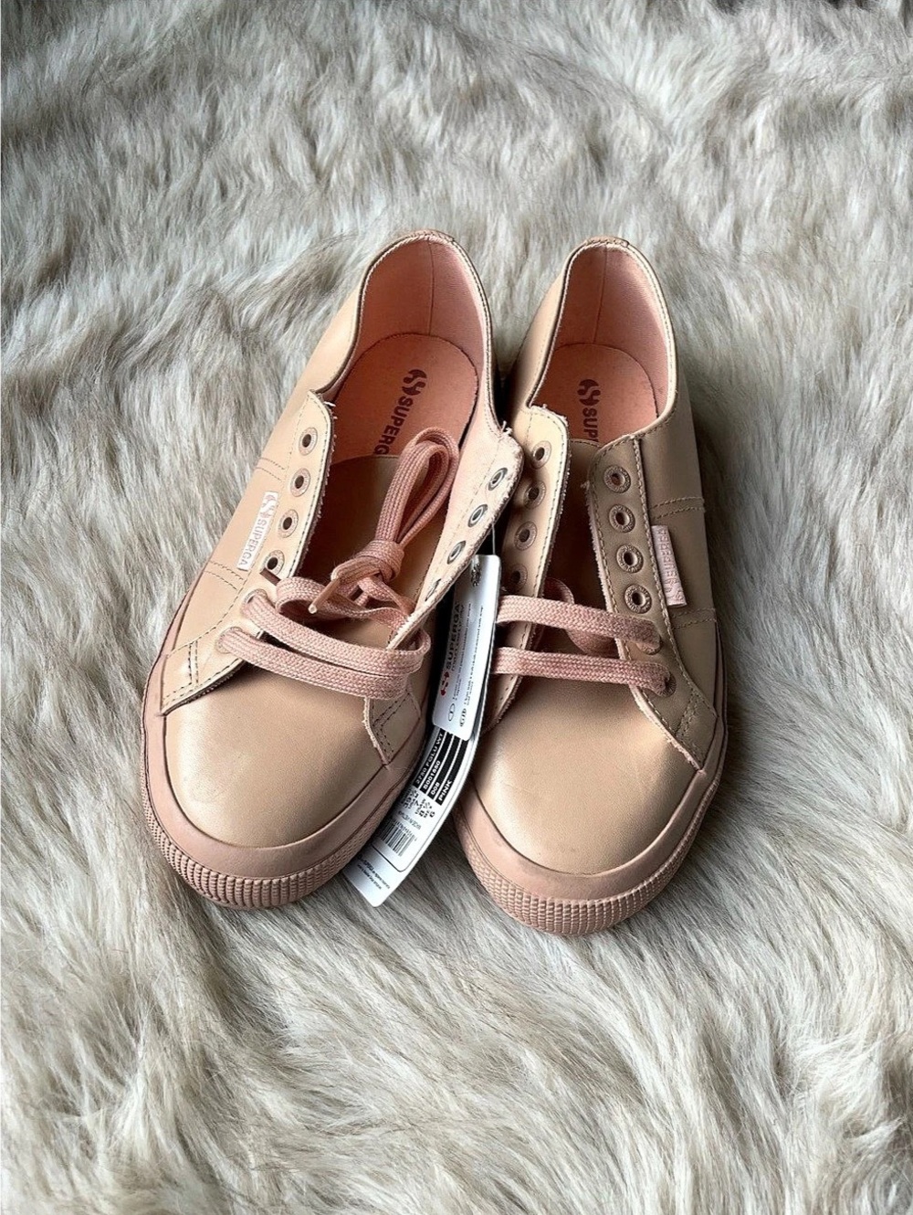 Superga 2750 Leather Blush Pink Sneakers US 8.5 NWT